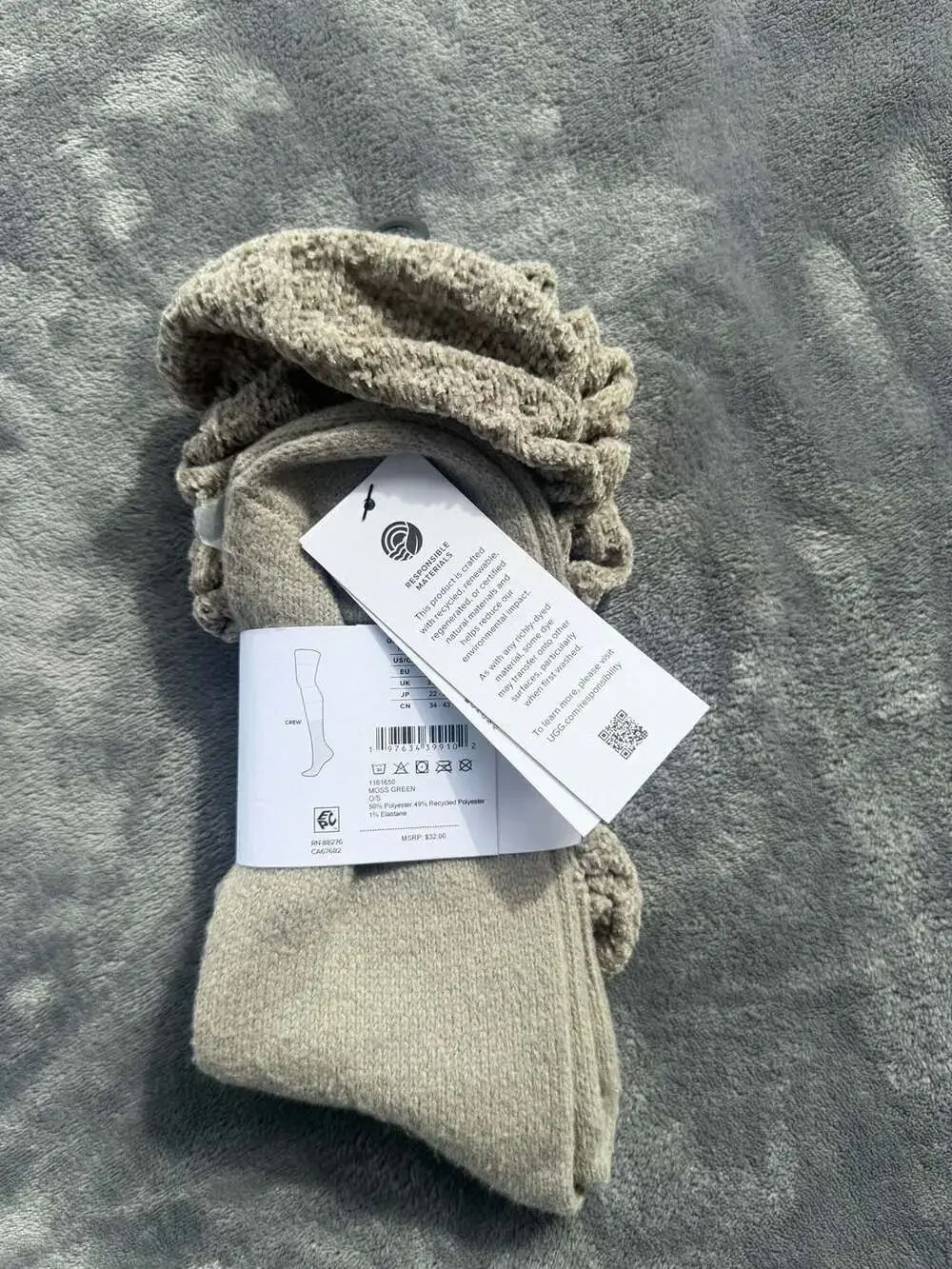 UGG Women's Slouchy Crew Socks Moss Green One Size
